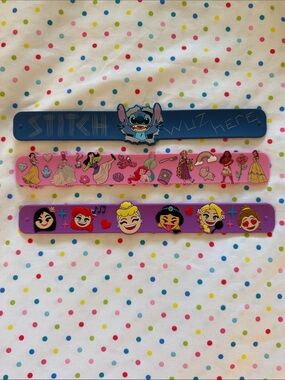 Disney Silicone Slap Bracelet Set — Blue, Pink, Purple